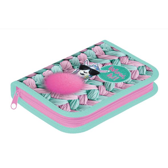 Пенал Hatber 190х130мм 1 отделение на молнии с откидной планкой Soft-touch -Marshmallow-  в индив.упак. , 